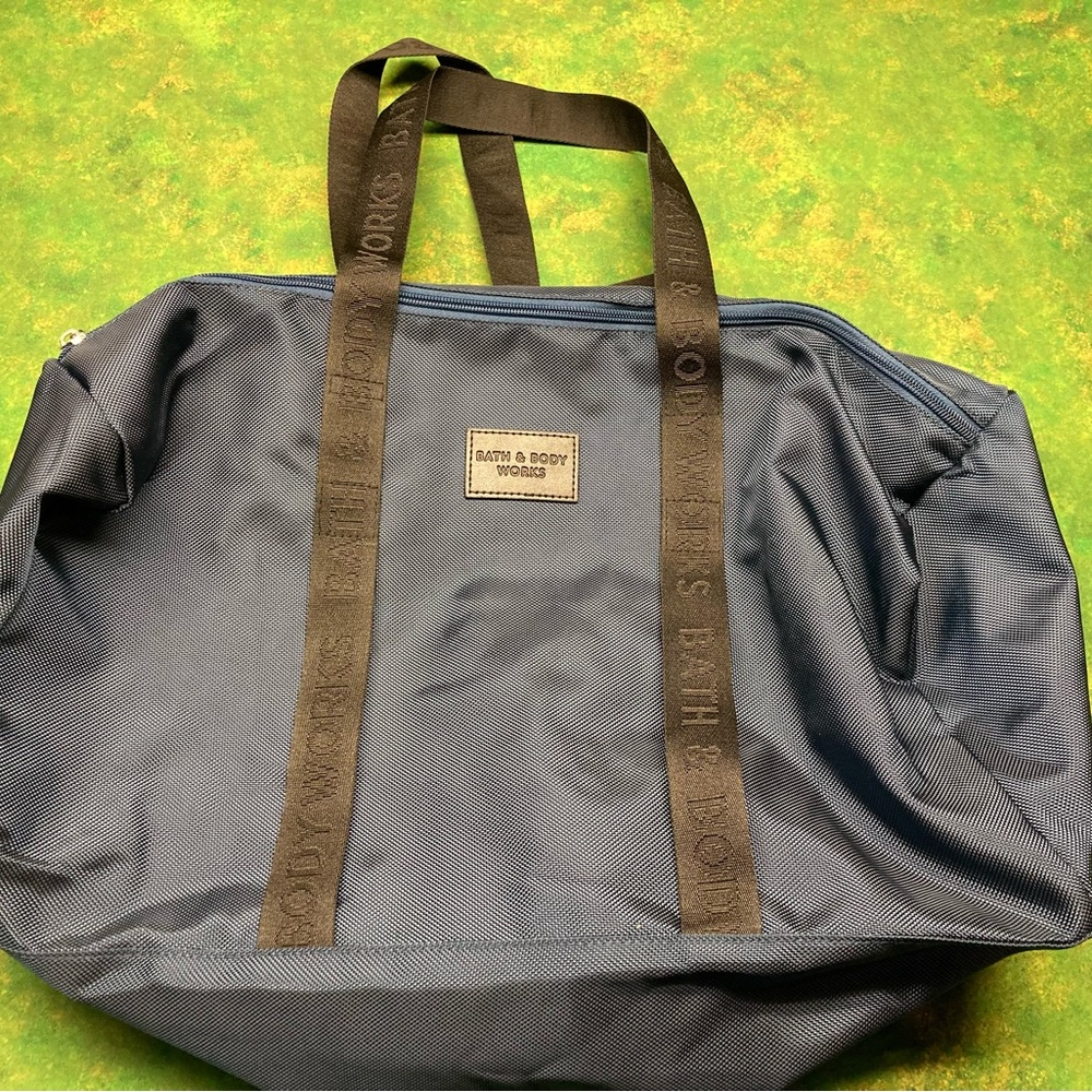 Bath & Body Works Blue and Black Duffel Bag